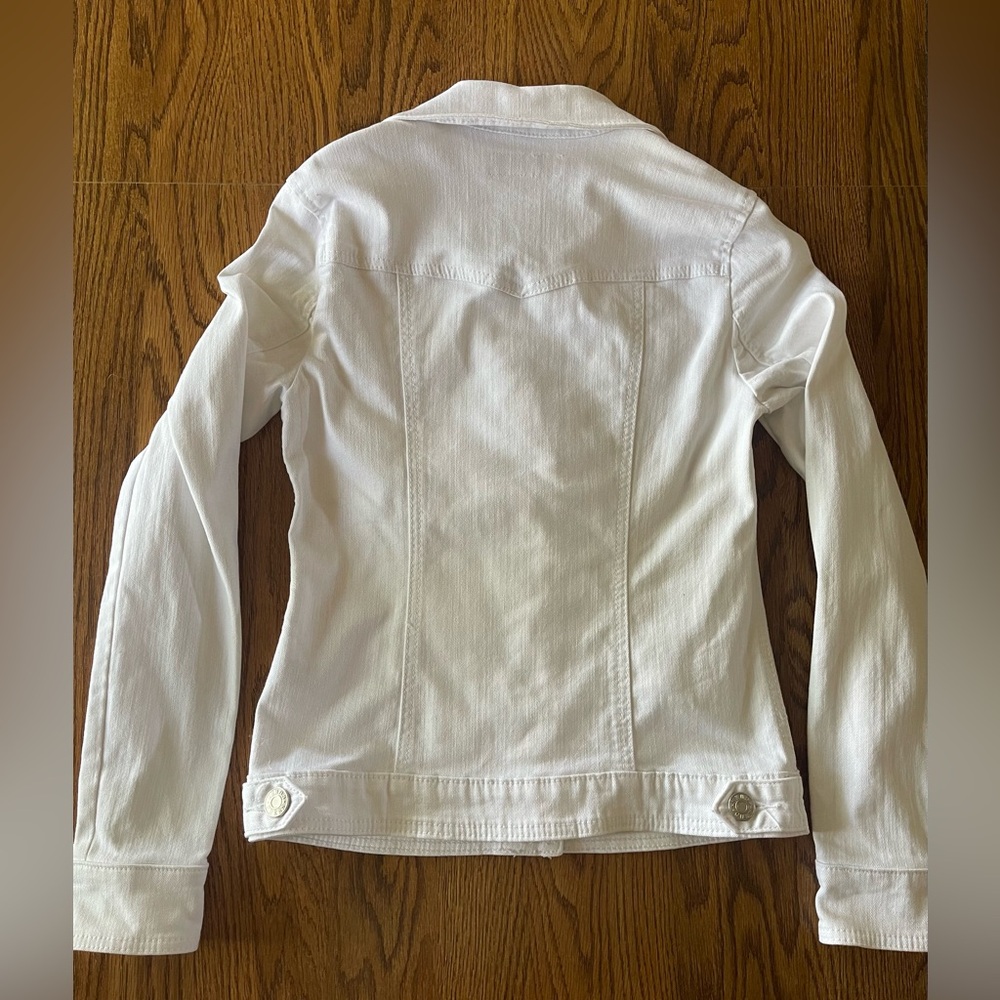 Guess Classic White Fitted Denim Jean Jacket Sz M - Picture 7 of 12